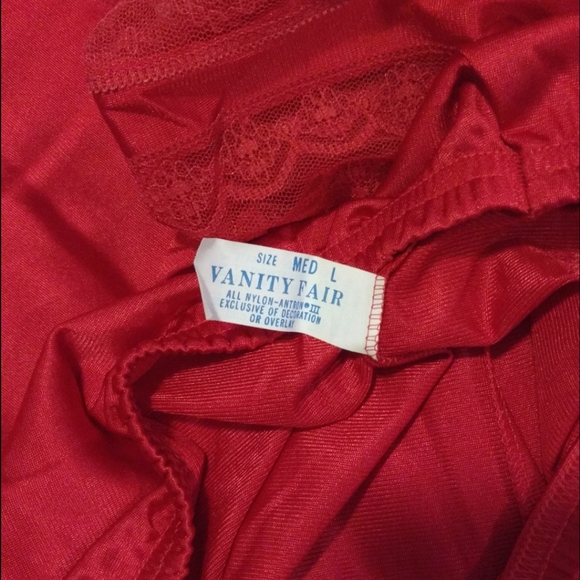 Vintage Silky Flowy Red Vanity Fair Scalloped Lace A-line Skirt Slip - Picture 12 of 14